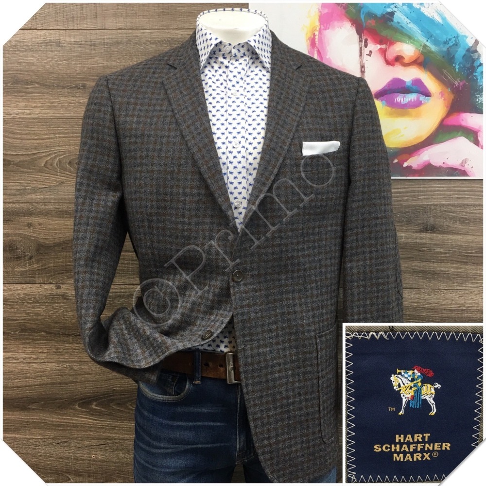 HART SCHAFFNER Mens Tweed Blazer Sport Coat Casual‎ Jacket Size 48R Wool Suit